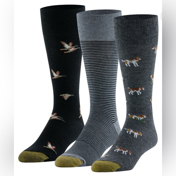 GoldToe Edition Mens Dogs Crew Socks Assorted, 3 Pack - Picture 1 of 6